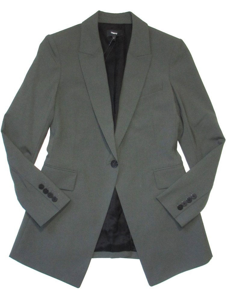 Nwt Theory Etiennette Blazer In Deep Green Traceable Wool Jacket 0